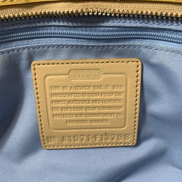 COACH Soho F13798 Scarf Print Logo Sateen Patent Leather Trim + Tag Shoulder Bag - Picture 10 of 11